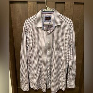 Johnston & Murphy Button Down Shirt - Red/Blue Plaid - XL